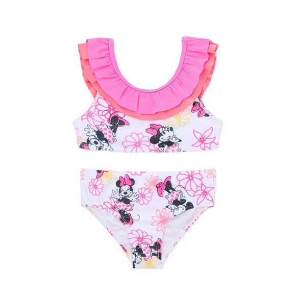 Disney Junior Toddler Girls Minnie Mouse 2 Pc Swimwear Bathing Suit Pool Sz 2T - Picture 1 of 8